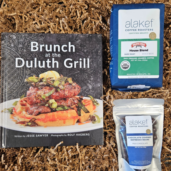 Duluth Grill Lover's Gift Box: Brunch at the Duluth Grill Cookbook, Alike Duluth Grill House Blend, Alike chocolate covered expresso beans